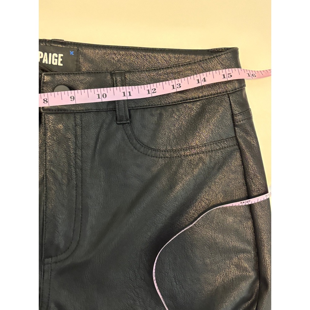 NEW Paige High Rise Faux Leather Manhattan Boot Cut Pants 29 Black Sleek Rocker - Picture 9 of 12